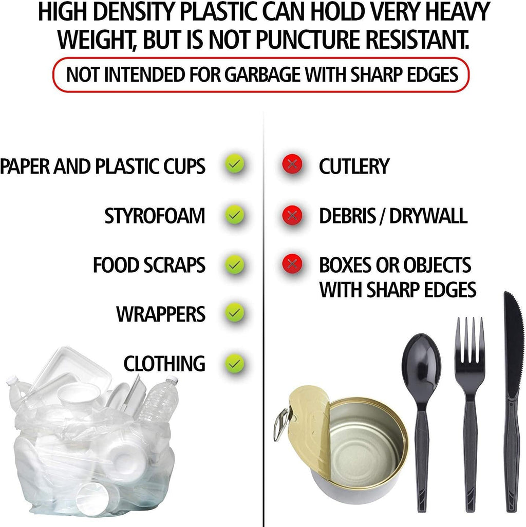 Aluf Plastics High Density Trash Bags, 60 Gallon, 200 Count, 14 Micron (eq), 38" x 60", Clear, for