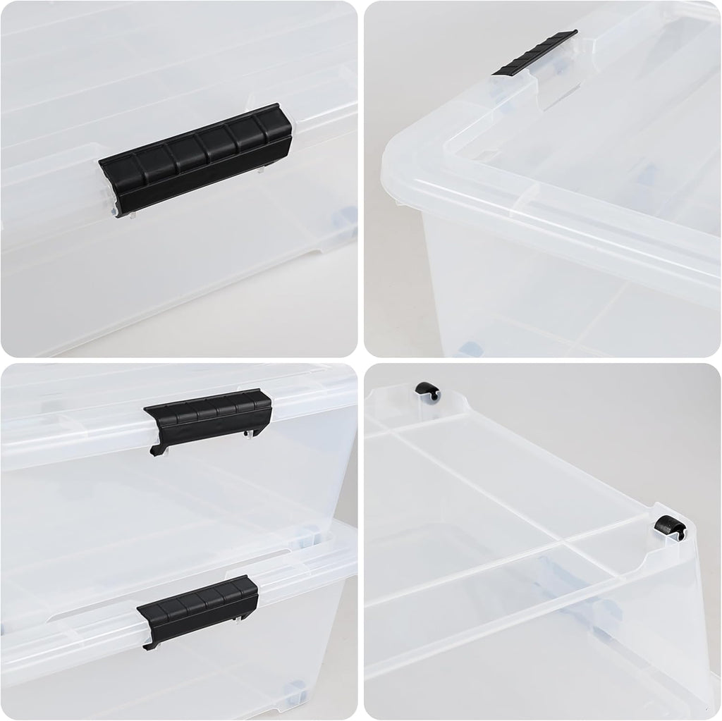 3-Pack 50 Quart Under the Bed Low Profile Storage Boxes, Large Under Bed Storage Bin with Easy