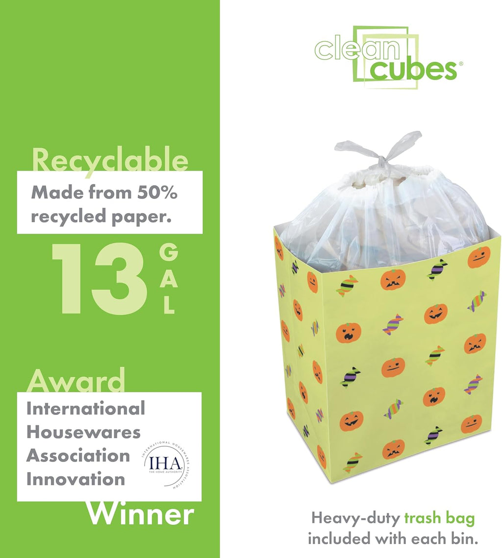 13 Gallon Disposable Pop-Up Trash Cans (3-Pack) with Fitted Bags – Foldable Garbage & Recycling