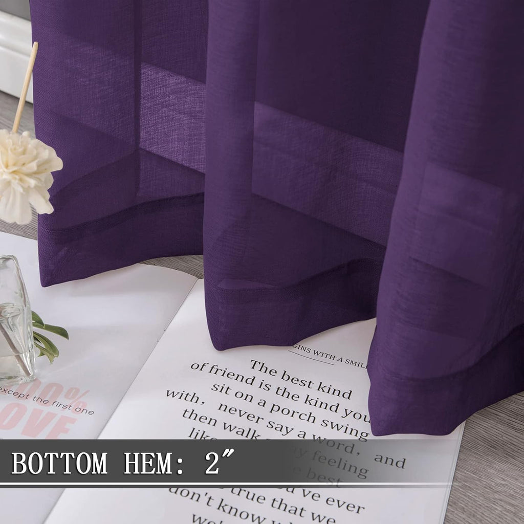 Tollpiz Sheer Curtains Bedroom Linen Textured Curtain Sheers Light Filtering Voile Rod Pocket