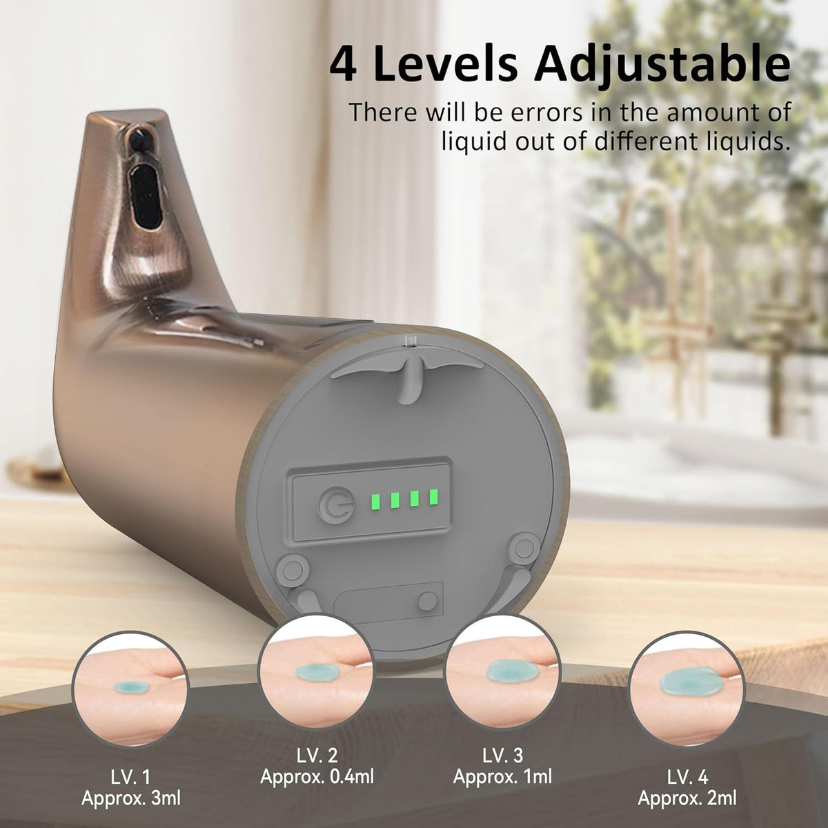 Convenient Automatic Soap Dispenser,4 Adjustable Levels Touchless Hand Sanitizer Pump with Infrared