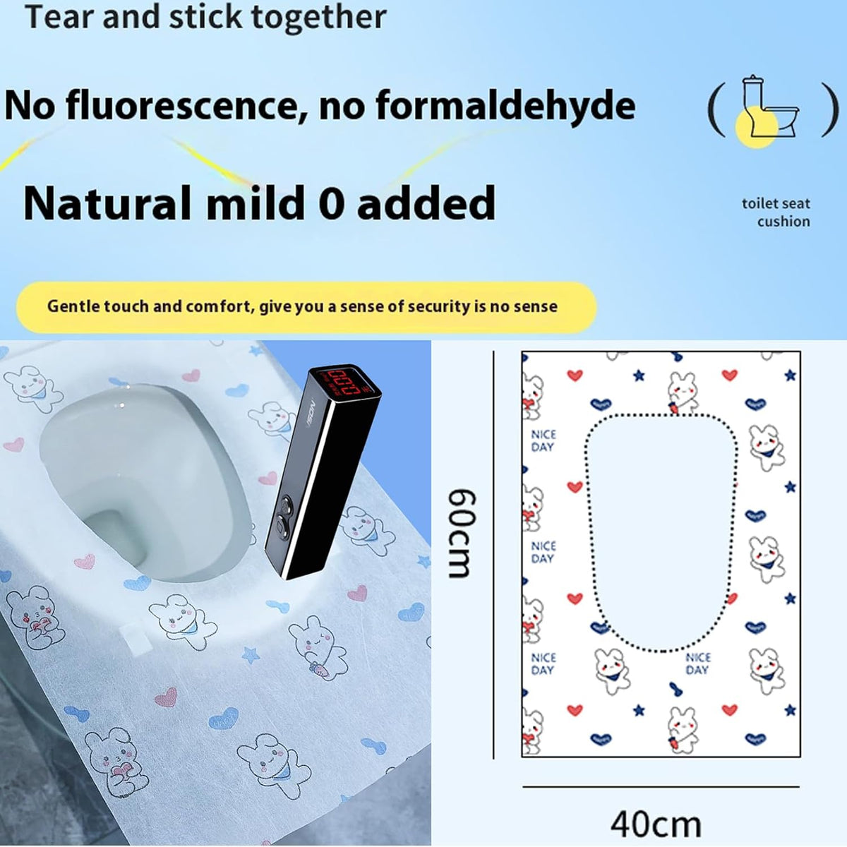 Disposable toilet seat cover,30 Pack of oversized waterproof toilet seat paper, suitable for