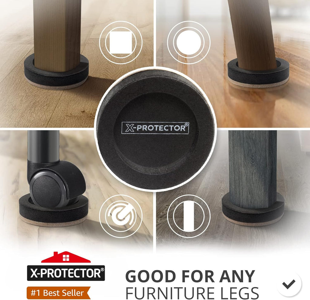 Felt Furniture Sliders for Hardwood Floors X-PROTECTOR 16 PCS 3 ½” - Furniture Slider with Unique