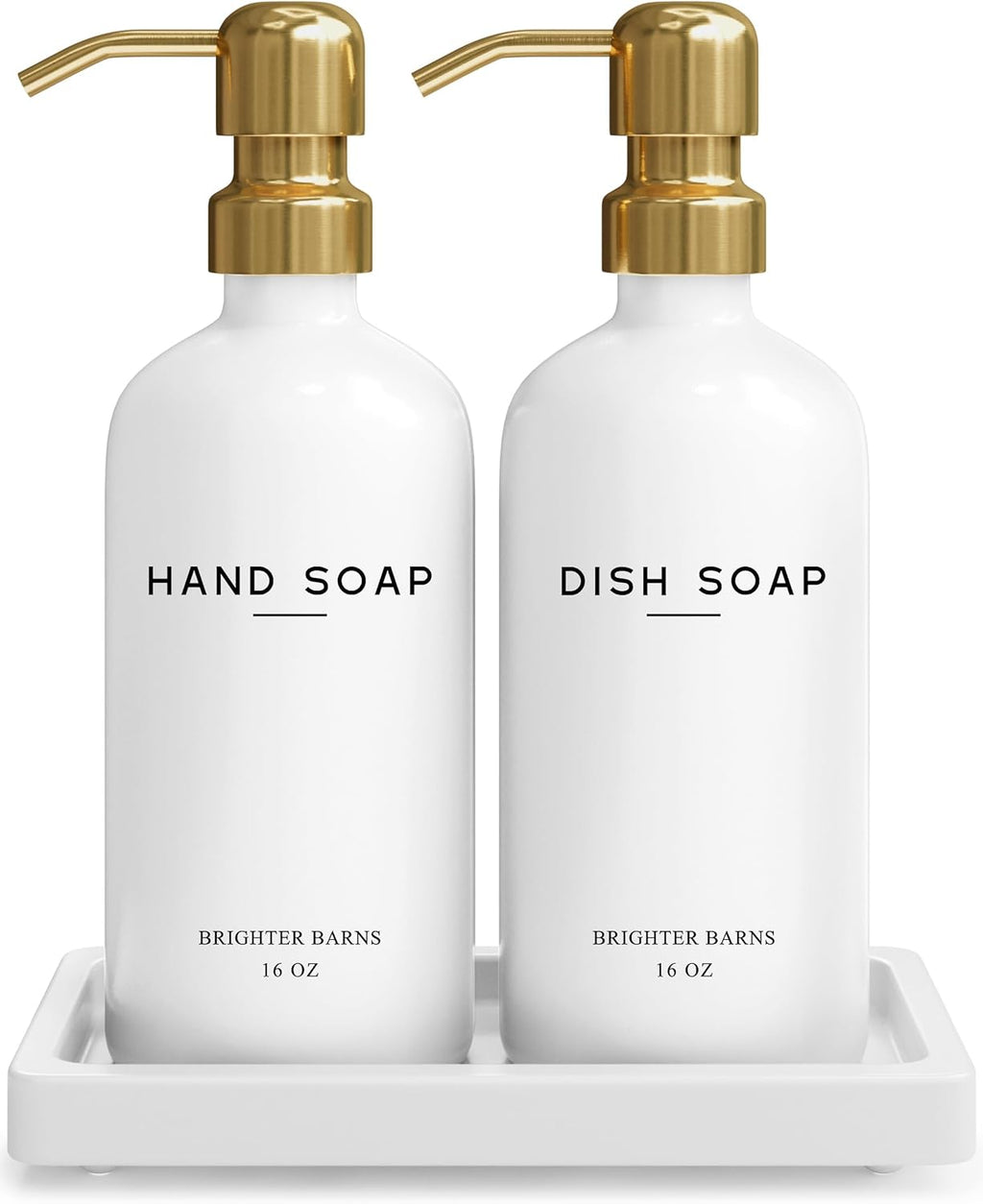 Luxury Glass Hand and Dish Soap Dispenser Set by Brighter Barns - Kitchen Soap Dispenser Set with