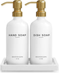 Luxury Glass Hand and Dish Soap Dispenser Set by Brighter Barns - Kitchen Soap Dispenser Set with