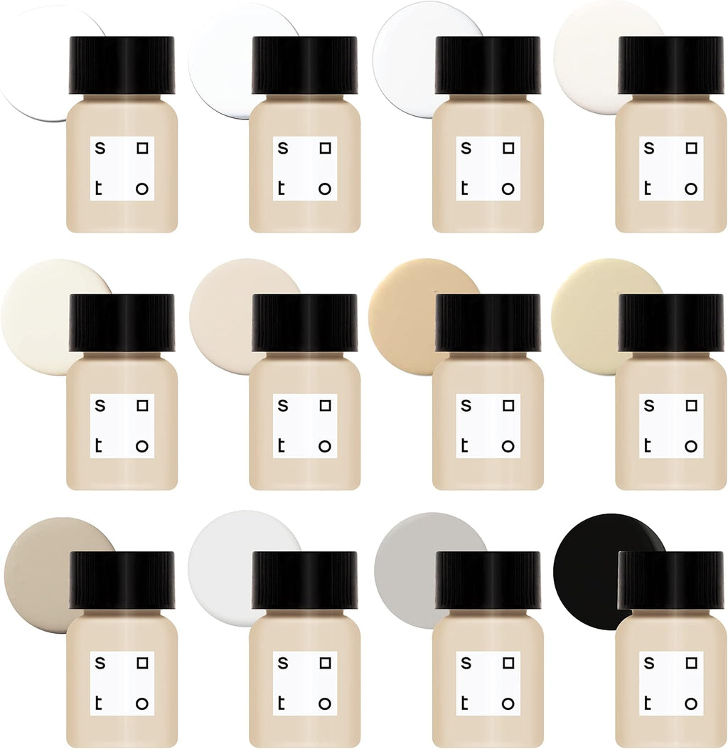 soto Paint Touch Up, Set of 12, Multi-Surface, Matte & Satin Finish (Neutrals) - White, Beige +
