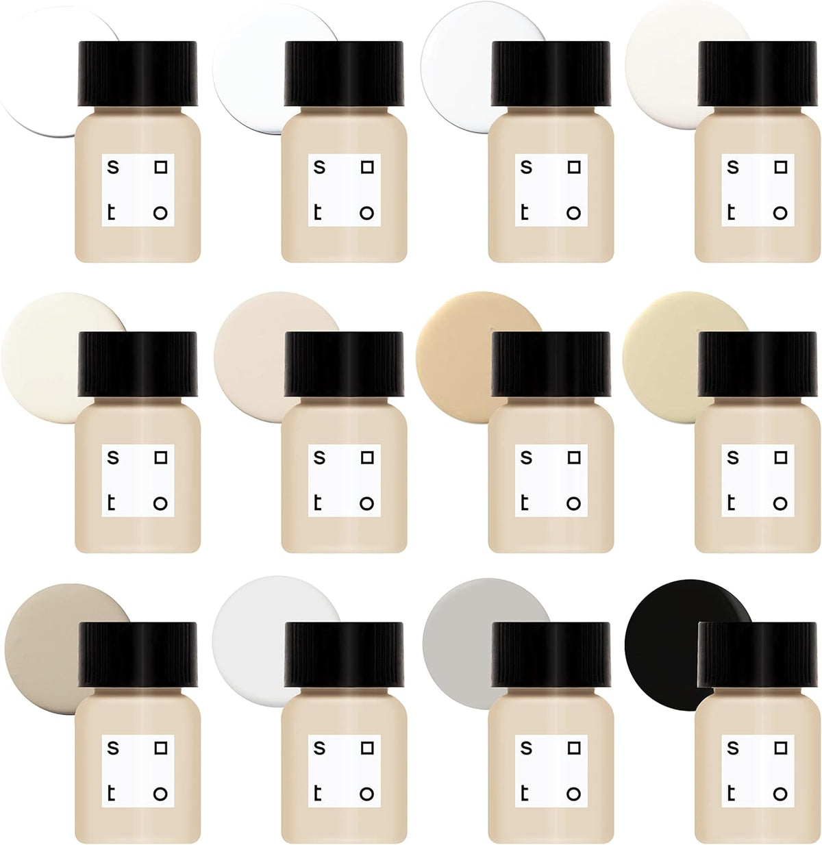 soto Paint Touch Up, Set of 12, Multi-Surface, Matte & Satin Finish (Neutrals) - White, Beige +