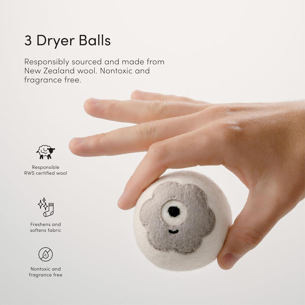 Dirty Labs | 100% New Zealand Wool Enzyme Buddies Dryer Balls | 3 Balls | Shorten Drying Time |