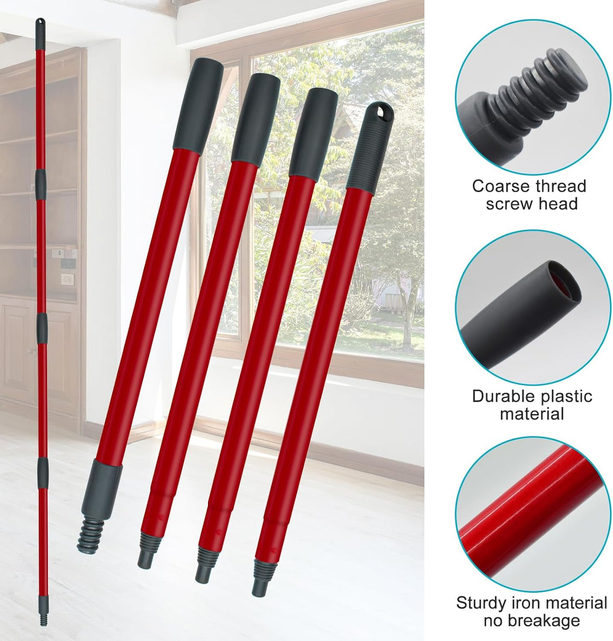 Spin Mop Replace Head, Base, Mop Handle Replacement for OCedar EasyWring 1 Tank System, Include 2