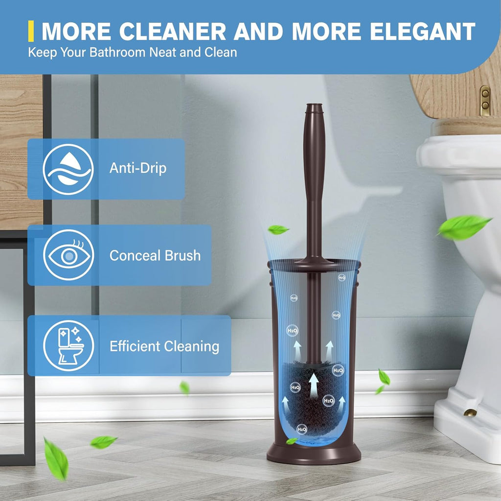 UPTRONIC Toilet Brush, Aluminum Alloy Toilet Brush and Holder Set with Extra Long Handle Durable