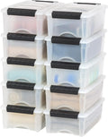 IRIS USA 6 Qt Stackable Plastic Storage Bins with Lids, 10 Pack - BPA-Free, Made in USA - Discreet