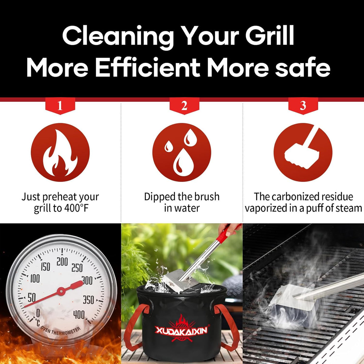Grill Brush Bristle Free,Upgraded Aramid Fiber Wavy Pad Perfect for Cast Iron