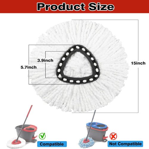 12 Pack Spin Mop Replacement Heads, 100% Microfiber Spin Mop Refill for Easy Wring Compatible with