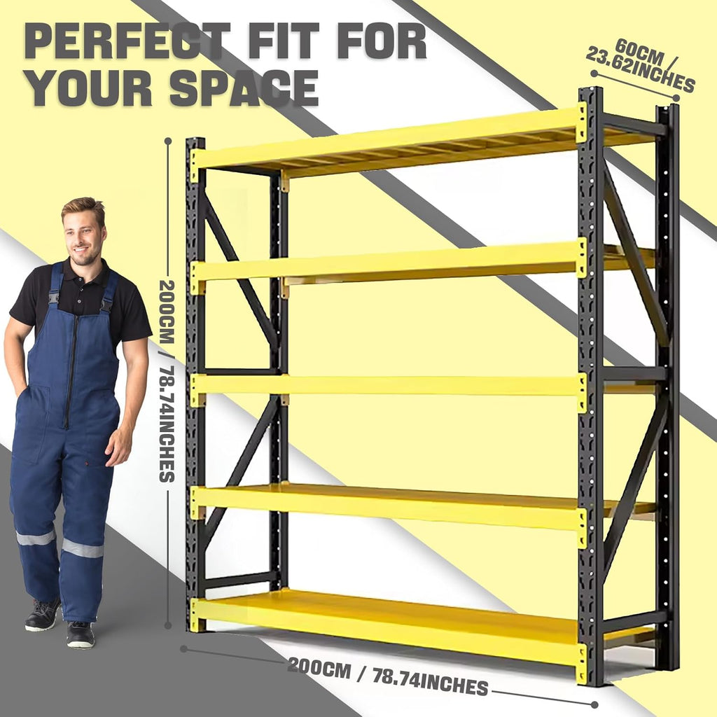 5000lbs Load Capacity,Heavy Duty 4-Tier Steel Shelving Unit, Adjustable Industrial Storage Rack for