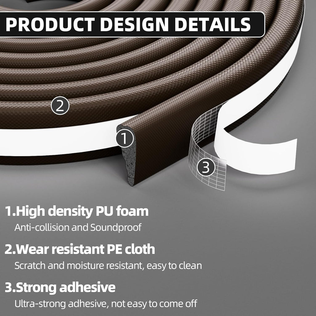 2Pcs×196" Wedge Weather Stripping Door Seal Strip for Door Frame & Window,Self Adhesive Window