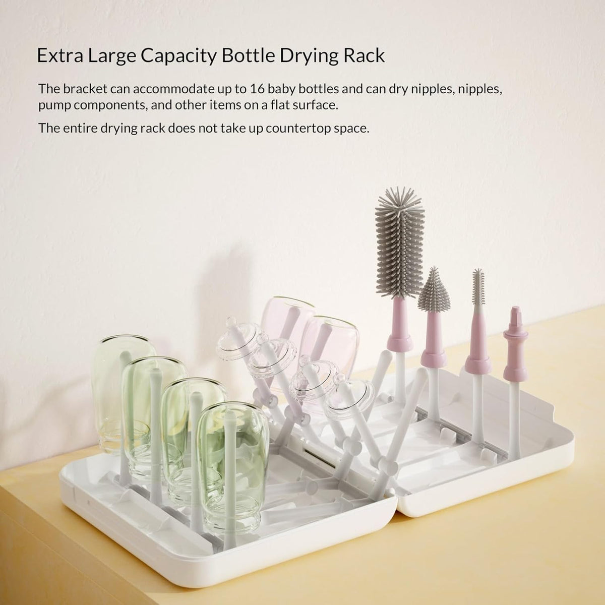 Travel Bottle Drying Rack Space Saving,Foldable Bottle Drying Rack with 16 Ribs,Portable Baby