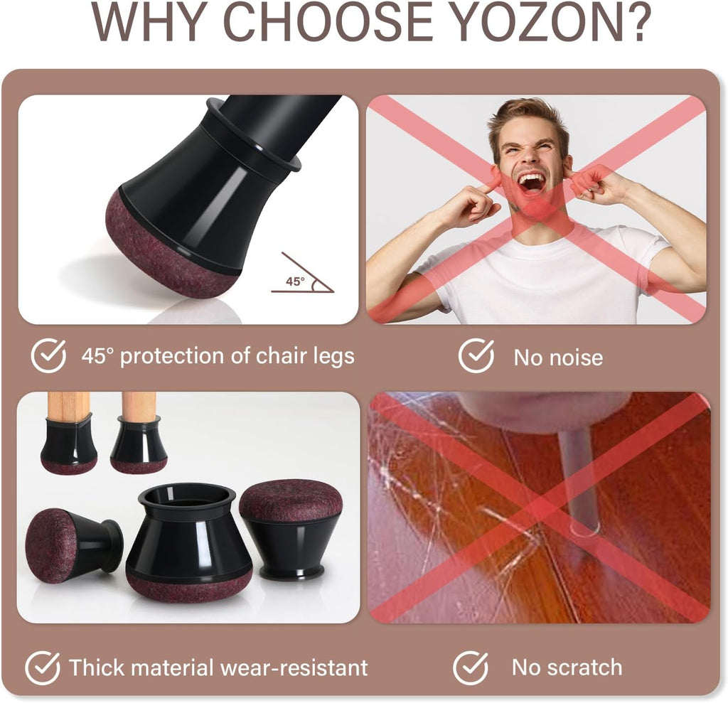 YOZON Small Chair Leg Floor Protectors for Hardwood Floors 32 Pack Felt Furniture Pads Silicone