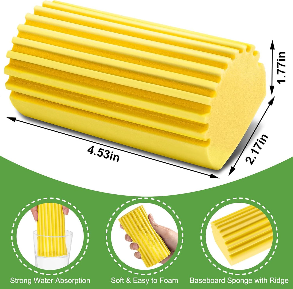 4-Pack Damp Clean Duster Sponge Brush for Cleaning Blinds, Glass, Baseboards, Vents, Railings