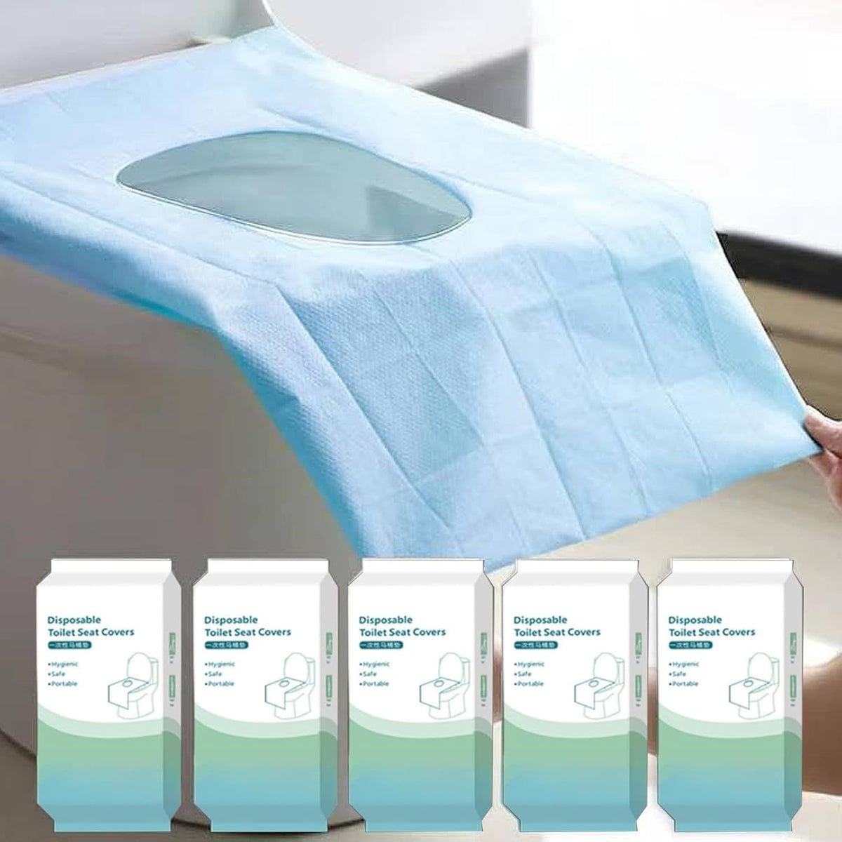 50 Pack Toilet Seat Covers Disposable 16x24 Inch XL Portable Toilet Liners Travel Seat Cover for