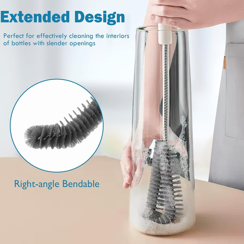 16 inches Long Handle Black Bottle Cleaning Brushes - Perfect for Baby Bottles, Sports Bottles