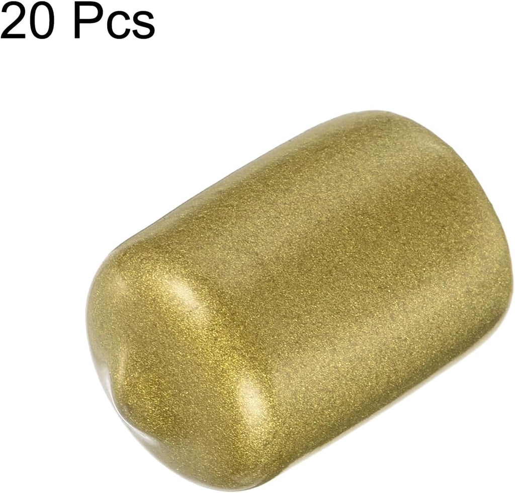 uxcell 20pcs Rubber End Caps 15mm ID Vinyl Round Tube Bolt Cap Cover Thread Protectors Gold