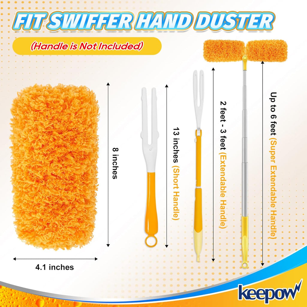 KEEPOW, 6-Pack Microfiber Reusable Refills Compitable with Hand Duster, 360 Degree Dry Microfiber