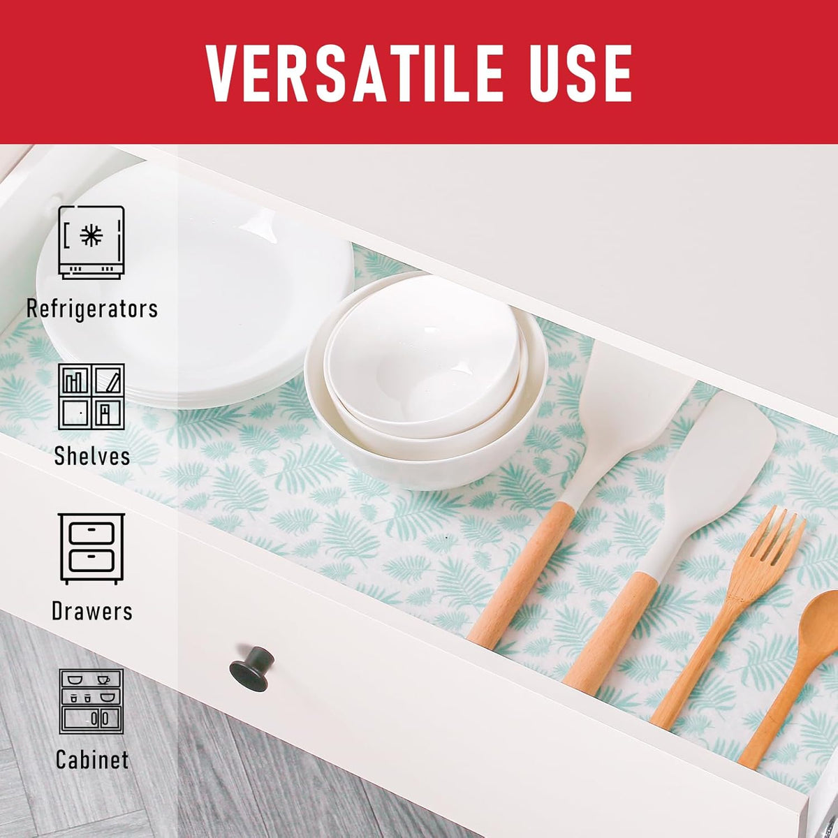 Cooyes Drawer and Shelf Liner for Kitchen Cabinets, Cloth Material, Non Slip Refrigerator Liners