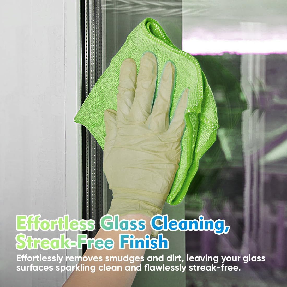 HOMEXCEL Green Microfiber Cleaning Cloth 12 Pack, 12.5 x 12.5 inch Microfiber Towels for Cars