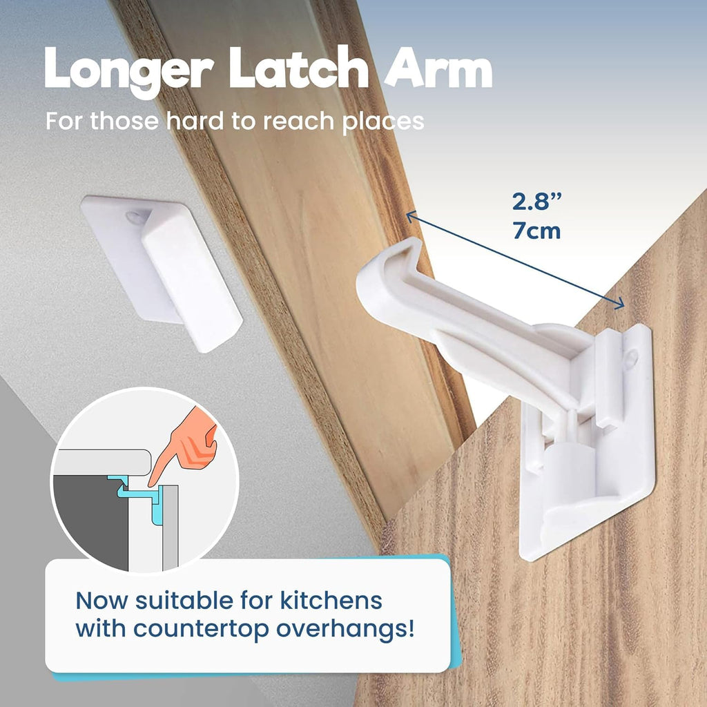Upgraded Invisible Baby Proofing Cabinet Latch Locks (10 Pack) - No Drilling or Tools Required for