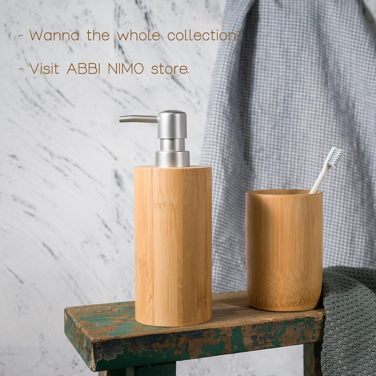 2 Pack Natural Bamboo Liquid Soap Dispensers, 10 oz Refillable Bottles with Silver Plastic Pumps