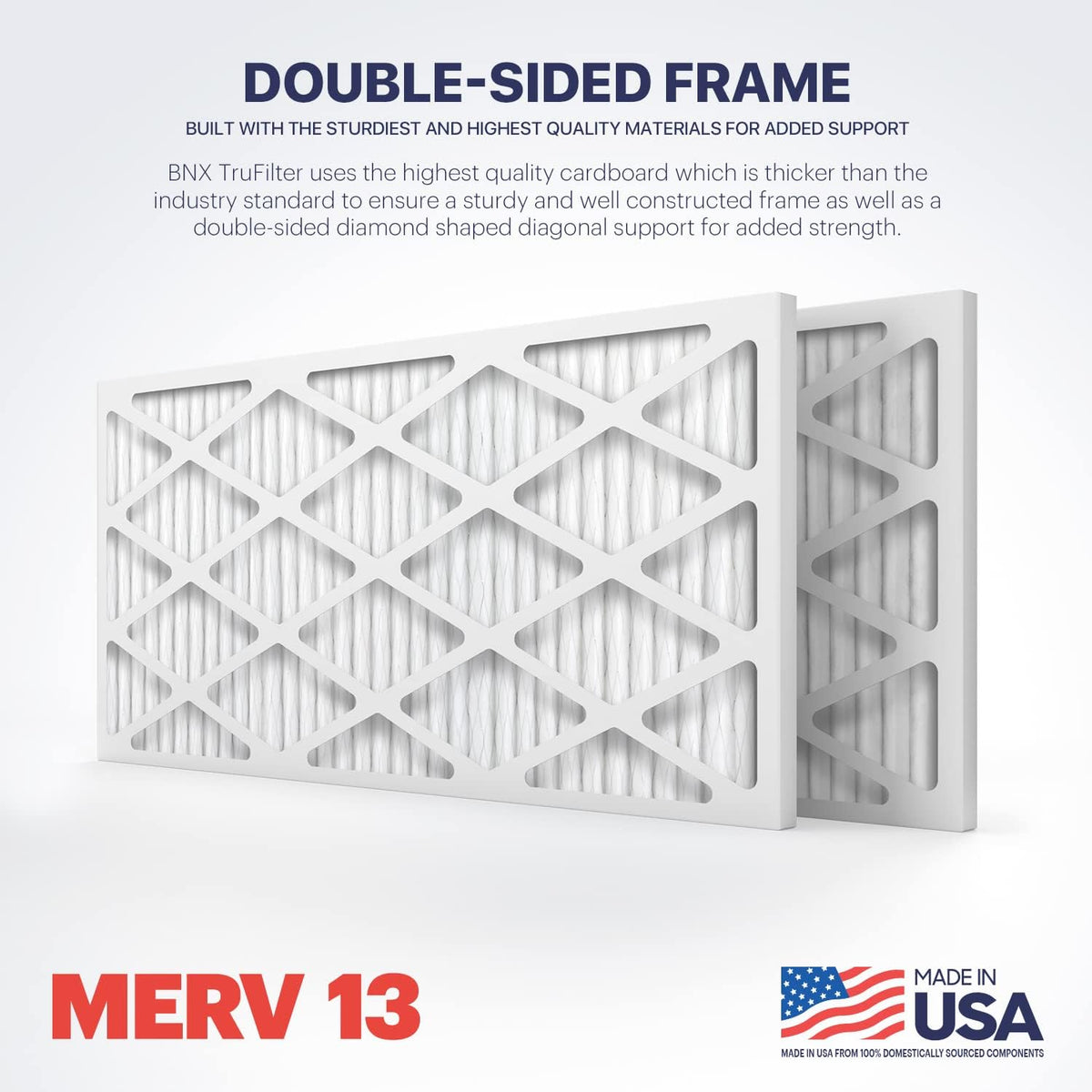 BNX TruFilter 20x30x1 Air Filter MERV 13 (4-Pack) - MADE IN USA - Electrostatic Pleated Air