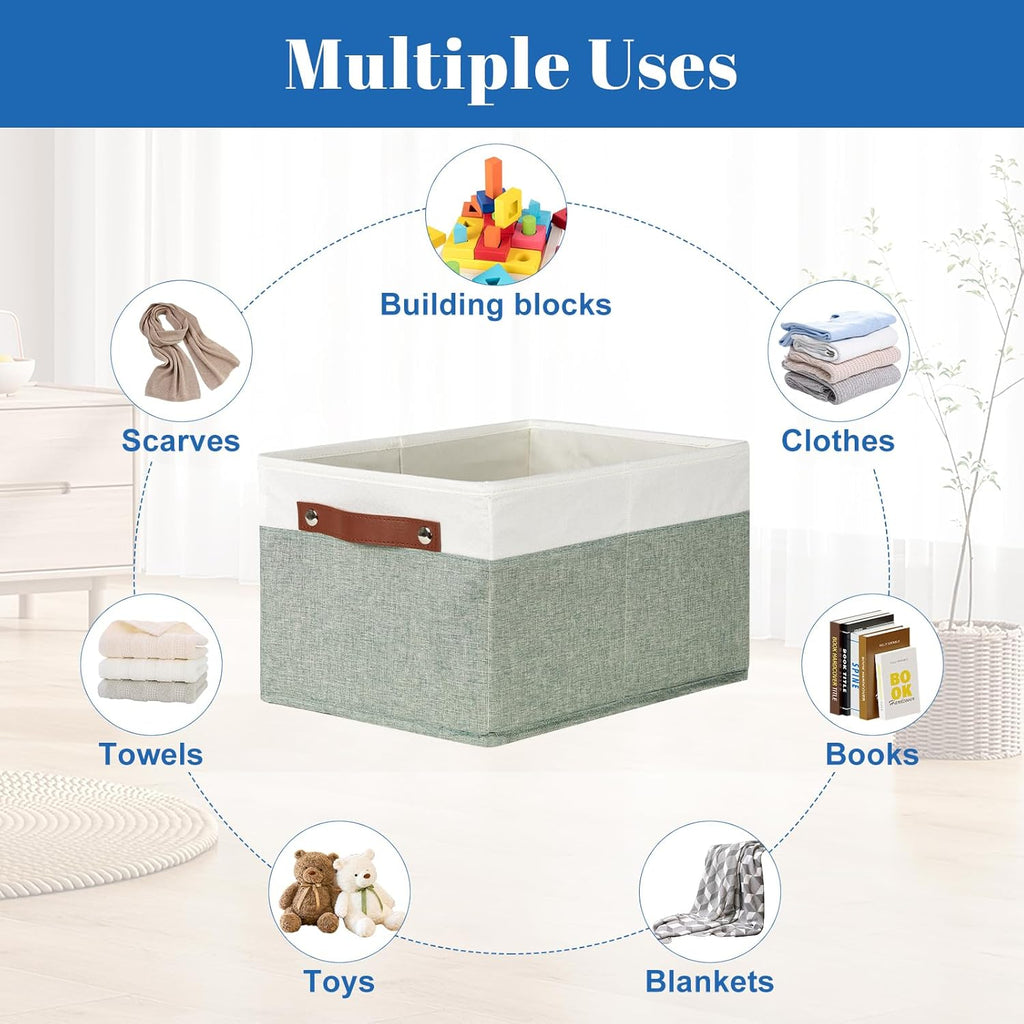 Temary Storage Bins Storage Baskets 4Pack Fabric Storage Bins for Shelves with Dual Leather Handles