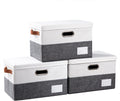 PRANDOM Foldable Storage Bins with Lids [3-Pack] Fabric Collapsible Storage Boxes Baskets Cubes