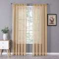 Tollpiz Sheer Curtain Linen Textured Living Room Curtains Sheer Light Filtering Rod Pocket Voile