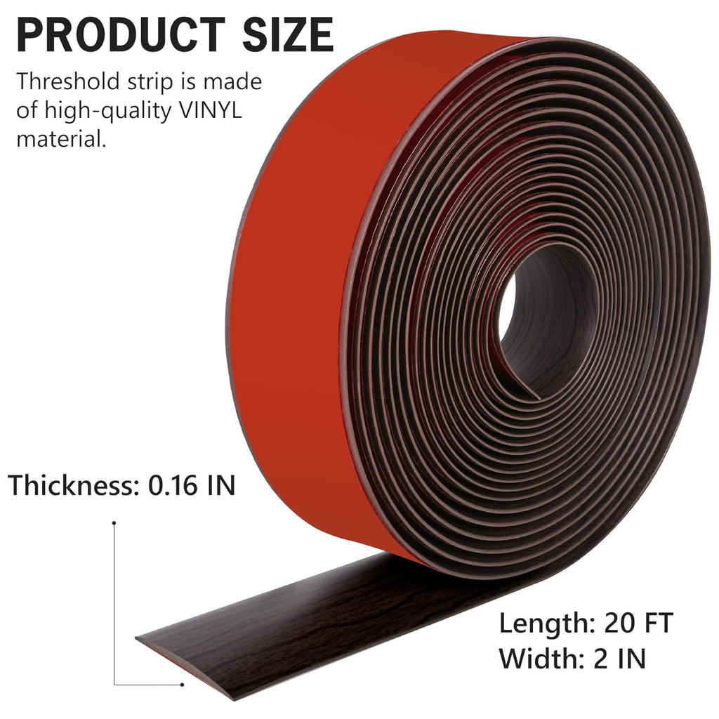 20Ft Floor Transition Strip Self Adhesive Vinyl Cover Floor Strip Flat Divider Transition Strip