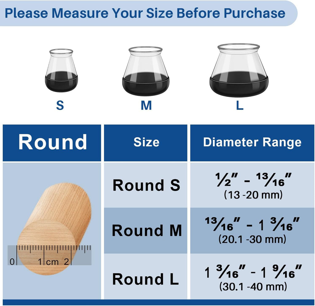 28 Pcs Chair Leg Sliders for Carpet, Round Chair Glides, Silicone Furniture Leg Protectors Caps