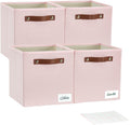 Collapsible Fabric Storage Cube Bins with 2 Reinforced PU Handles, Foldable Storage Organizer