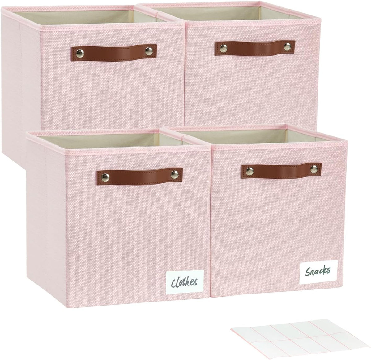 Collapsible Fabric Storage Cube Bins with 2 Reinforced PU Handles, Foldable Storage Organizer