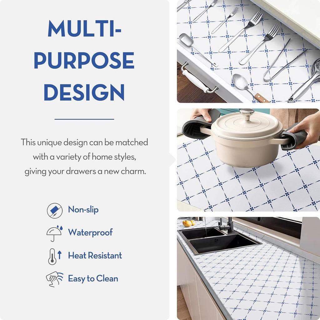 Drawer Shelf and Cabinet Liner, Thick Strong Grip,Shelf Liners Non-Adhesive Liners Protect Kitchen