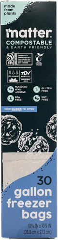 Matter Compostable Gallon Freezer Bags for Food Storage, Eco-Friendly, Resealable, Food Storage