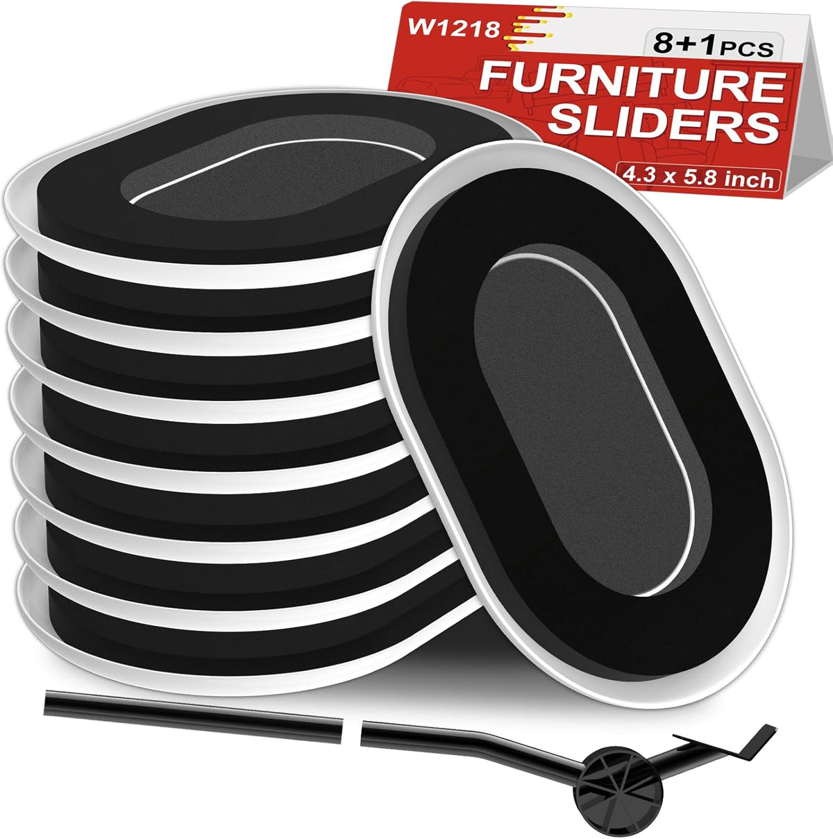 Upgrade Furniture Sliders, Furniture Sliders for Carpets, Oval Moving Pads with 8 PCS 5.8 * 4.3"