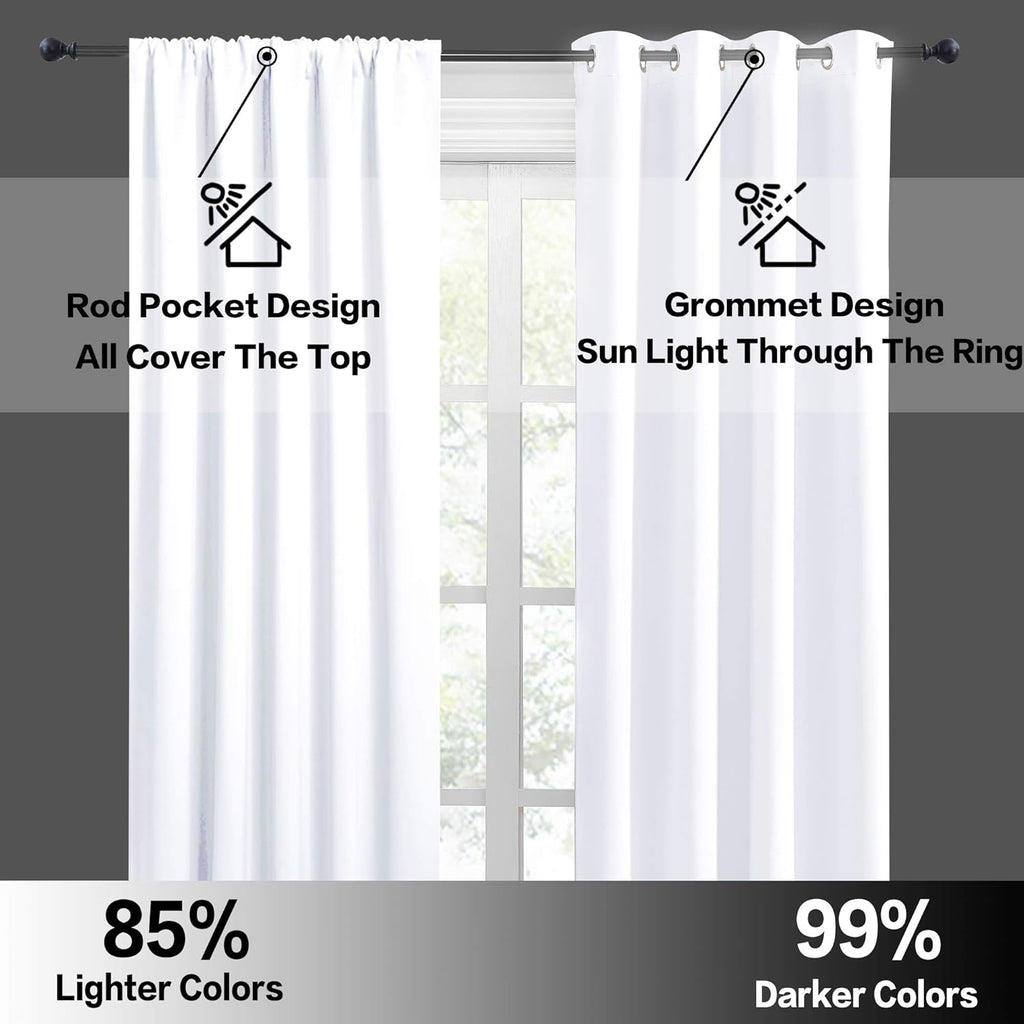 RYB HOME Short Curtains 45 inch 2 Panels Set, Room Darkening Small Window Drapes Thermal Insulated