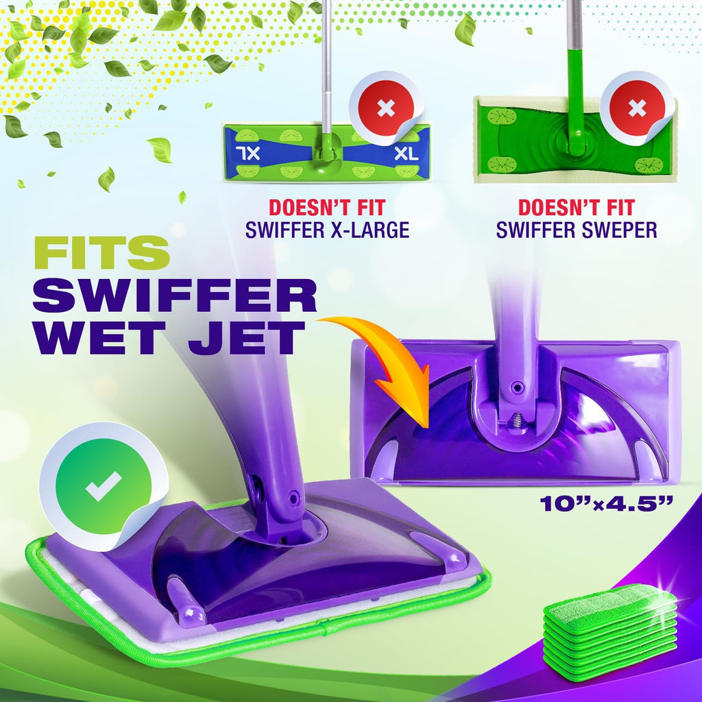 VanDuck Reusable Mop Pads Compatible with Swiffer WetJet (2 Pack) - Microfiber Mop Refill for Wet