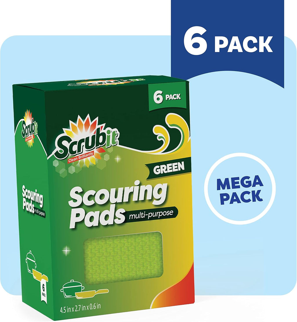 SCRUBIT Multi-Purpose Scouring Pad - Non-Scratch Cleaning Sponges for Pots, Pans, Dishes, Utensils