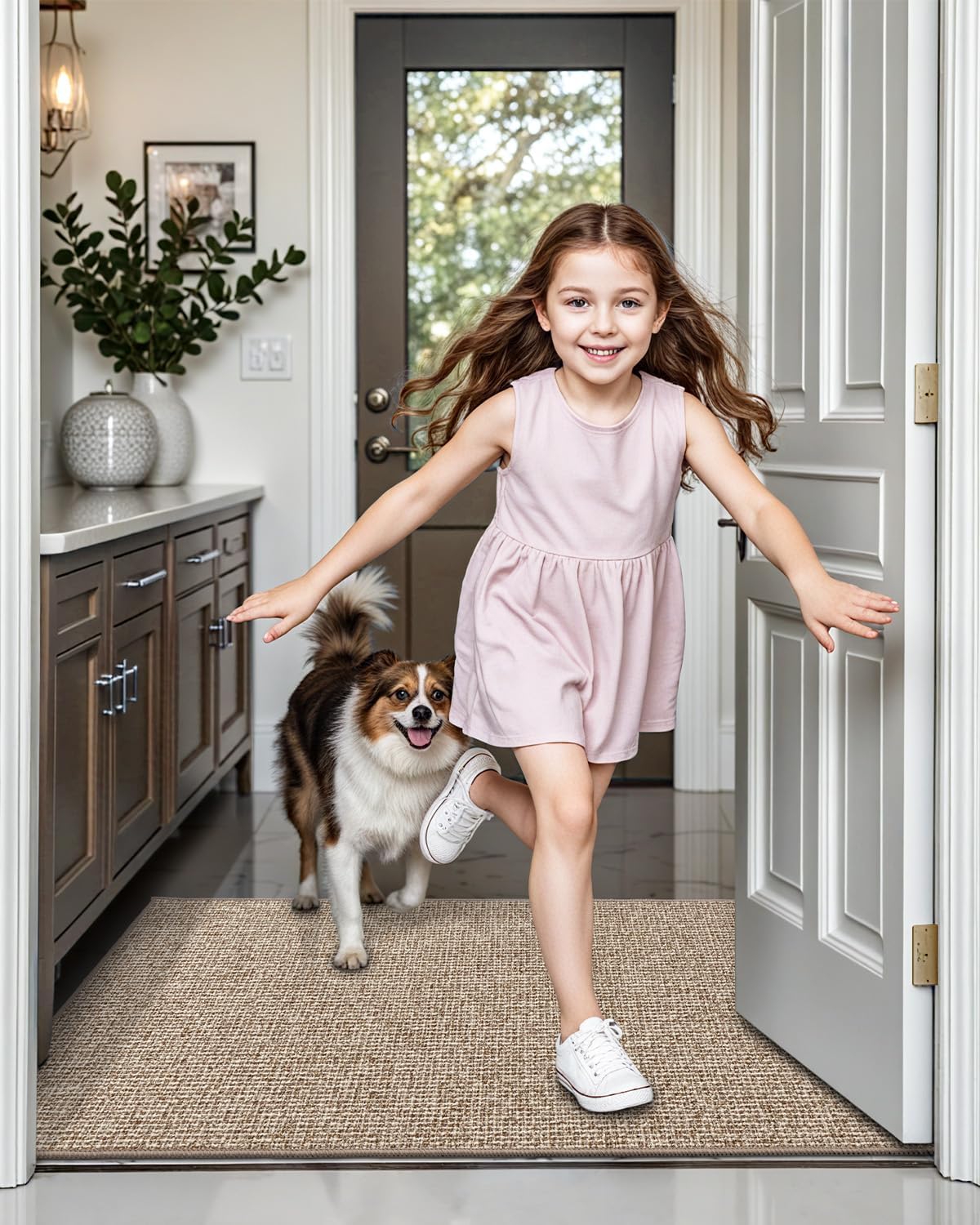 LUMI Indoor Door Mat 32"x47", Ultra Thin Low Profile Non-Slip Doormat for Home Entrance, Absorbent