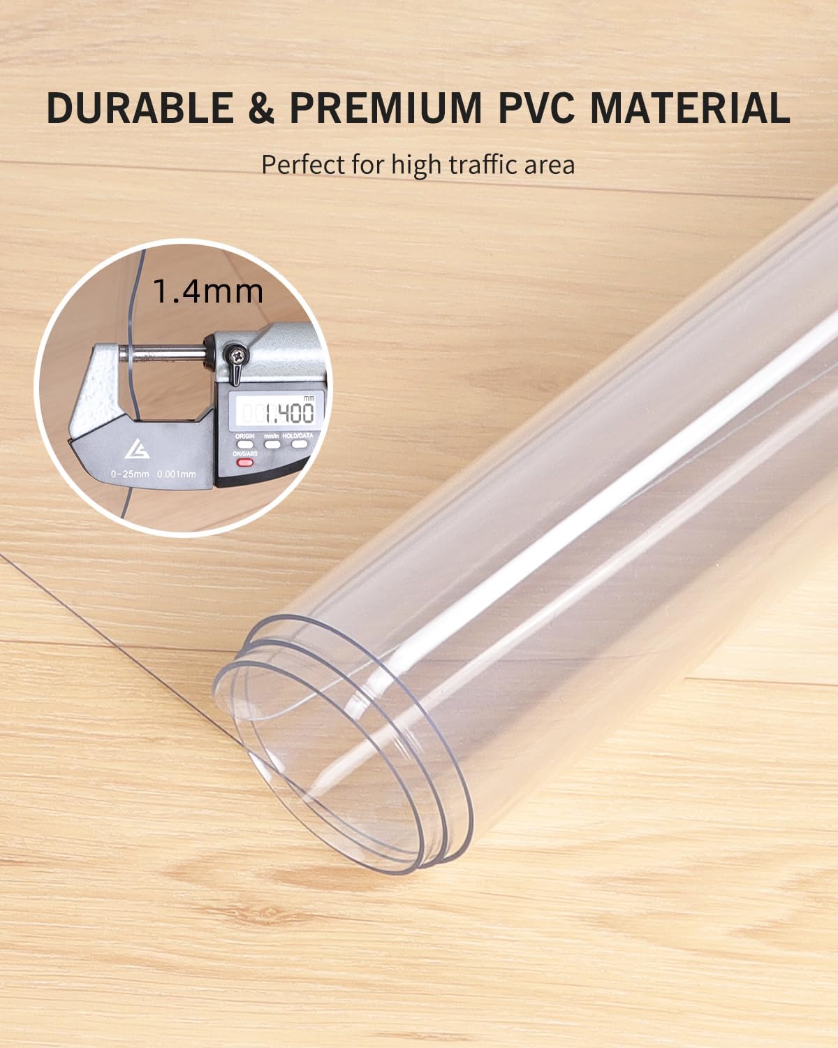 Area Mat for Hard Floors, 5'×7' Transparent PVC Area Rug for Home, Waterproof Durable Protector for