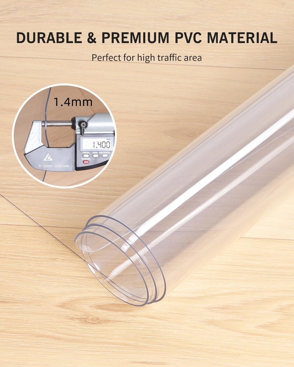 Area Mat for Hard Floor, 3'×5' Transparent PVC Area Rug for Home, Waterproof Durable Floor