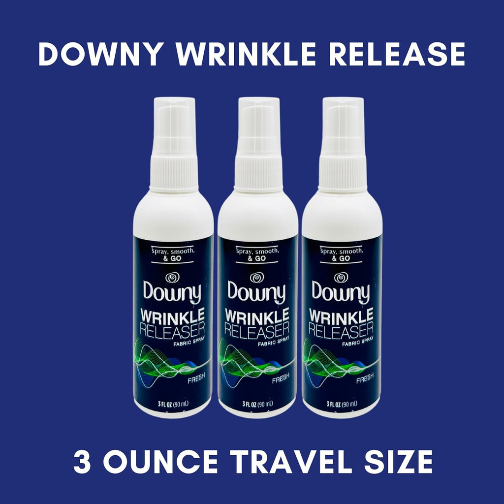 Downy Wrinkle Releaser Spray Travel Size 3 oz (Pack of 3), 8 Shout Wipes Individually Wrapped with