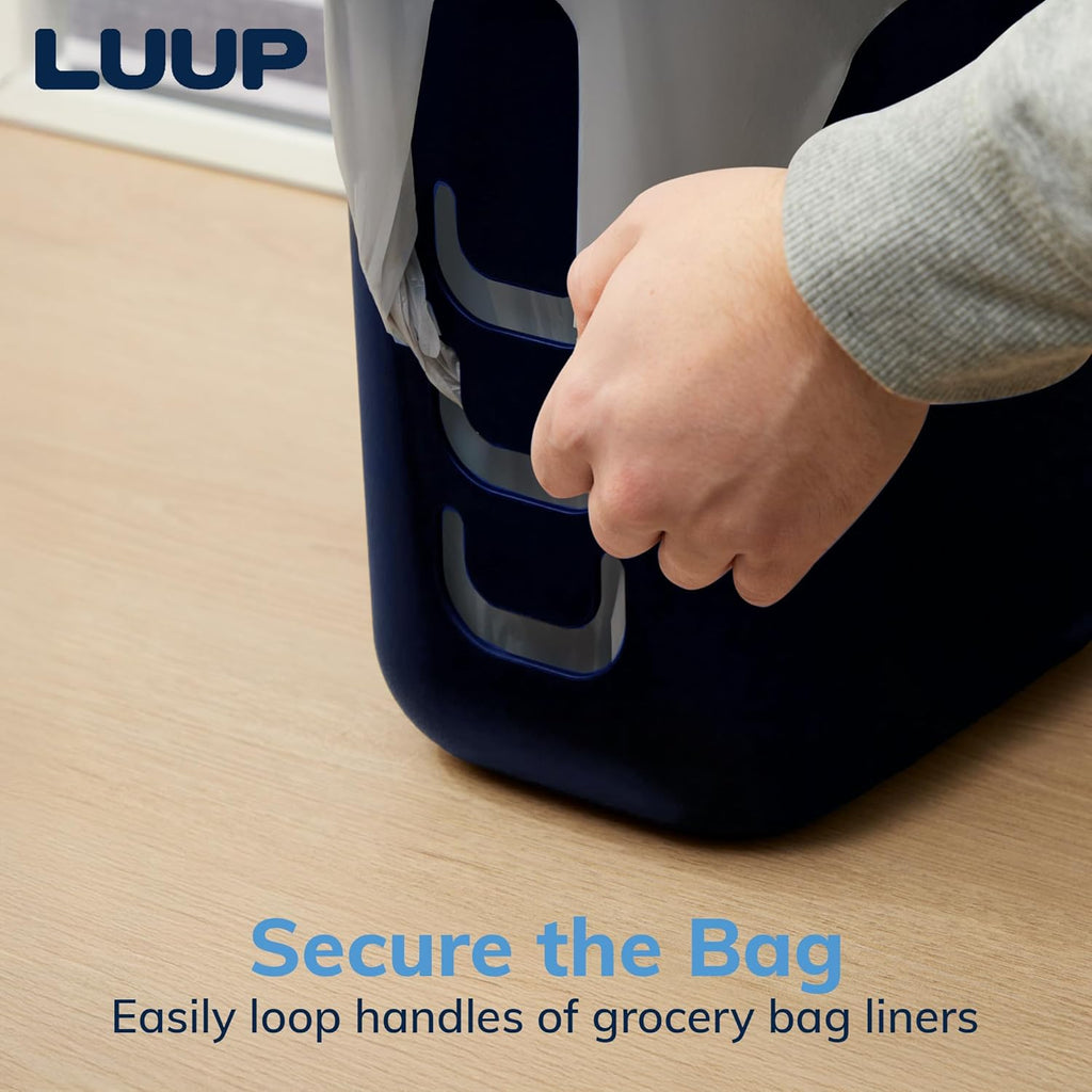 STORi Luup Bathroom Wastebasket, Secure Grocery Bags, Plastic Garbage Container for Vanity, Laundry