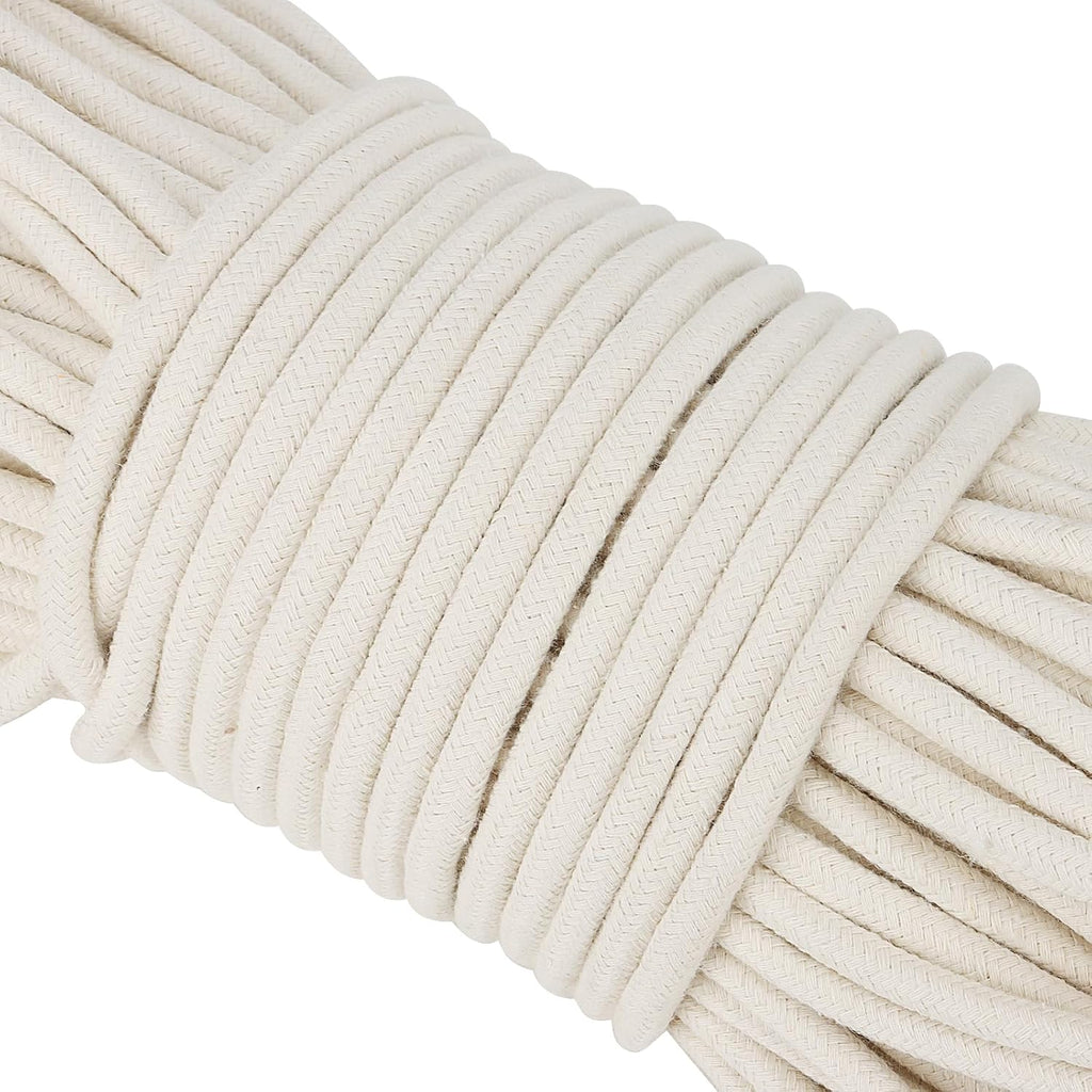 SOUJAP 328 Feet 5/16 Inch Cotton Rope, White Cotton Sash Cord, 8mm Thick Cotton Clothesline Rope